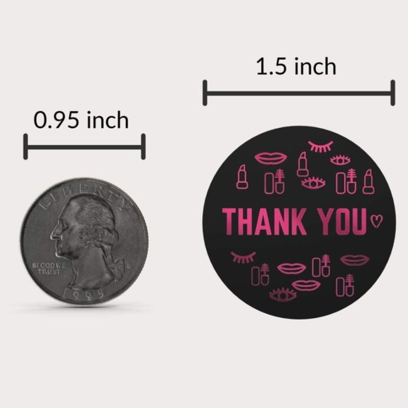 50 THANK YOU Stickers Cosmetics Make-Up 1.5" - Picture 2 of 3